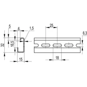 ДКС DIN-рейка перфорированная G1F, 32х15мм. 02125 DKC ДКС DIN-рейка перфорированная G1F, 32х15мм. 02125 DKC