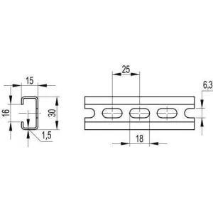 ДКС DIN-рейка перфорированная С1F, 30х15х16мм. 02165 DKC ДКС DIN-рейка перфорированная С1F, 30х15х16мм. 02165 DKC