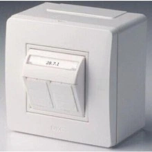ДКС Коробка в сборе с 2 розетками RJ45, кат.5е  (телефон / компьютер), белая 10656 DKC