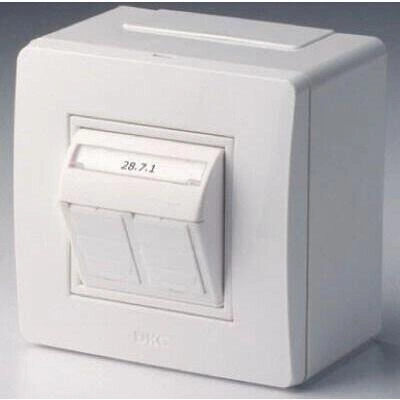 ДКС Коробка в сборе с 2 розетками RJ45, кат.5е  (телефон / компьютер), белая 10656 DKC