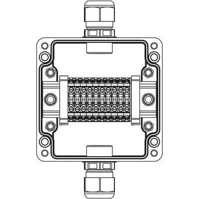 ДКС Взрывозащищенная клеммная коробка из полиэстера TBE-P-03-(10xCBC.4)-1xPACMP(A)-1xPACMP(C)1Ex e IIC Т5 Gb / Ex tb IIIC T95°C Db IP66 1231.031.22.1225 DKC