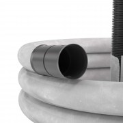 ДКС Двустенная труба ПНД гибкая дренажная д.125мм с геофильтром, SN6,перфорация 360 град., в бухте 40м, цвет черный 141912A DKC