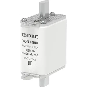ДКС Предохранитель YON ножевого типа FG00 20А 690V характеристика aR 1FG00-0020-690V-AR DKC ДКС Предохранитель YON ножевого типа FG00 20А 690V характеристика aR 1FG00-0020-690V-AR DKC