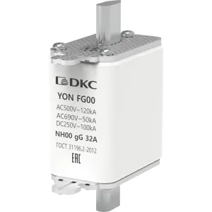 ДКС Предохранитель YON ножевого типа FG00 с одинарной индикацией 32А 1FG00-0032 DKC ДКС Предохранитель YON ножевого типа FG00 с одинарной индикацией 32А 1FG00-0032 DKC