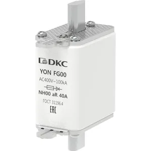 ДКС Предохранитель YON ножевого типа FG00 40А 400V характеристика aR 1FG00-0040-400V-AR DKC ДКС Предохранитель YON ножевого типа FG00 40А 400V характеристика aR 1FG00-0040-400V-AR DKC