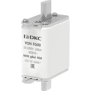 ДКС Предохранитель YON ножевого типа FG00 40А NH0 характеристика gBat 1FG00-0040-GBAT DKC ДКС Предохранитель YON ножевого типа FG00 40А NH0 характеристика gBat 1FG00-0040-GBAT DKC