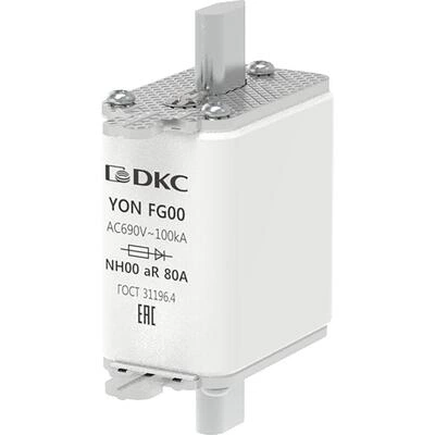 ДКС Предохранитель YON ножевого типа FG00 80А 690V характеристика aR 1FG00-0080-690V-AR DKC ДКС Предохранитель YON ножевого типа FG00 80А 690V характеристика aR 1FG00-0080-690V-AR DKC