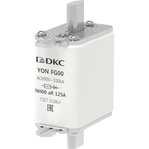 ДКС Предохранитель YON ножевого типа FG00 125А 690V характеристика aR 1FG00-0125-690V-AR DKC ДКС Предохранитель YON ножевого типа FG00 125А 690V характеристика aR 1FG00-0125-690V-AR DKC