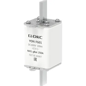 ДКС Предохранитель YON ножевого типа FG1 250А NH1 характеристика gBat 1FG01-0250-GBAT DKC ДКС Предохранитель YON ножевого типа FG1 250А NH1 характеристика gBat 1FG01-0250-GBAT DKC