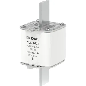 ДКС Предохранитель YON ножевого типа FG3 315А 690V характеристика aR 1FG03-0315-690V-AR DKC ДКС Предохранитель YON ножевого типа FG3 315А 690V характеристика aR 1FG03-0315-690V-AR DKC