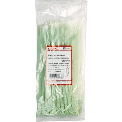 ДКС Хомут P6.6 устойчивый к высоким температурам, зеленый, 4,8x200 25215CT DKC ДКС Хомут P6.6 устойчивый к высоким температурам, зеленый, 4,8x200 25215CT DKC