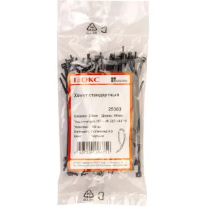 ДКС Хомут P6.6 стандартный, черный, 2,5х98 (новый аналог 25303SR) 25303 DKC ДКС Хомут P6.6 стандартный, черный, 2,5х98 (новый аналог 25303SR) 25303 DKC