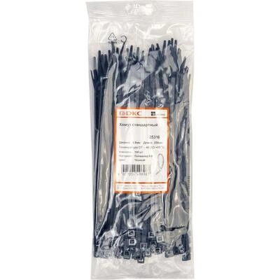 ДКС Хомут P6.6 стандартный, черный, 4,8x250 (новый аналог 25316SR) 25316 DKC ДКС Хомут P6.6 стандартный, черный, 4,8x250 (новый аналог 25316SR) 25316 DKC