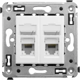 ДКС Компьютерная розетка RJ-45 в стену, кат.6 двойная,"Avanti", "Белое облако" 4400294 DKC