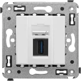 ДКС USB 3.0 розетка одинарная в стену, тип А-А, Avanti, белое облако 4400303 DKC