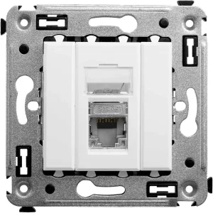 ДКС Компьютерная розетка RJ-45 в стену, кат.5e одинарная экранированная, Avanti, белое облако 4400363 DKC ДКС Компьютерная розетка RJ-45 в стену, кат.5e одинарная экранированная, Avanti, белое облако 4400363 DKC