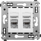 ДКС Компьютерная розетка RJ-45 в стену, кат.5e двойная экранированная, "Avanti", "Белое облако" 4400364 DKC