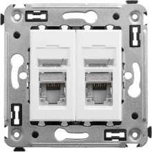 ДКС Компьютерная розетка RJ-45 в стену, кат.5e двойная экранированная, "Avanti", "Белое облако" 4400364 DKC