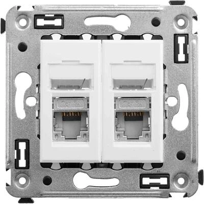 ДКС Компьютерная розетка RJ-45 в стену, кат.5e двойная экранированная, "Avanti", "Белое облако" 4400364 DKC ДКС Компьютерная розетка RJ-45 в стену, кат.5e двойная экранированная, "Avanti", "Белое облако" 4400364 DKC