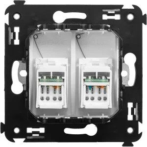 ДКС Компьютерная розетка RJ-45 в стену, кат.6A двойная, ДКС Компьютерная розетка RJ-45 в стену, кат.6A двойная,
