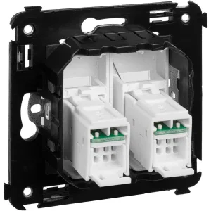 ДКС Компьютерная розетка RJ-45 в стену, кат.6A двойная, ДКС Компьютерная розетка RJ-45 в стену, кат.6A двойная,