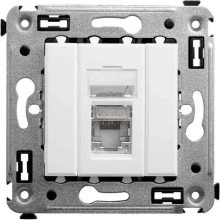 ДКС Компьютерная розетка RJ-45 в стену, кат.6 одинарная экранированная, Avanti, белое облако 4400393 DKC