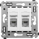 ДКС Компьютерная розетка RJ-45 в стену, кат.6 двойная экранированная, Avanti, белое облако 4400394 DKC