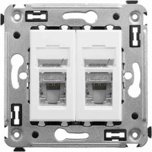 ДКС Компьютерная розетка RJ-45 в стену, кат.6 двойная экранированная, Avanti, белое облако 4400394 DKC