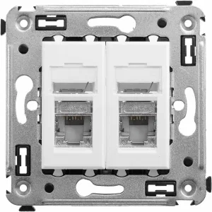 ДКС Компьютерная розетка RJ-45 в стену, кат.6 двойная экранированная, Avanti, белое облако 4400394 DKC ДКС Компьютерная розетка RJ-45 в стену, кат.6 двойная экранированная, Avanti, белое облако 4400394 DKC