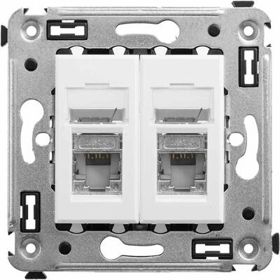 ДКС Компьютерная розетка RJ-45 в стену, кат.6 двойная экранированная, Avanti, белое облако 4400394 DKC