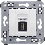ДКС USB 2.0 розетка одинарная в стену, тип А-А, Avanti, белое облако 4400403 DKC