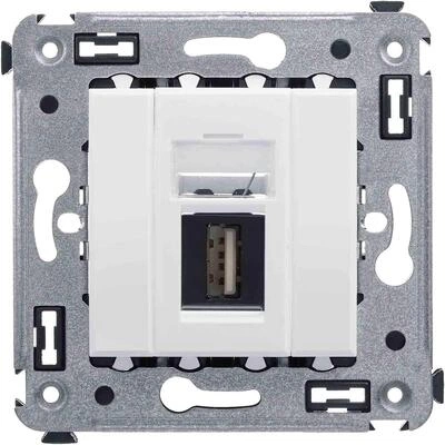 ДКС USB 2.0 розетка одинарная в стену, тип А-А, Avanti, белое облако 4400403 DKC