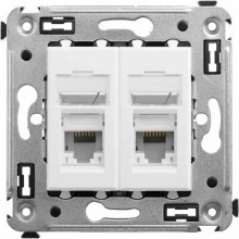 ДКС Компьютерная розетка RJ-45 в стену, кат.5e двойная, Avanti, белое облако 4400464 DKC