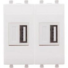 ДКС USB зарядное устройство модульное, Avanti, белое облако, 2 модуля, 2.1 А 4400542 DKC
