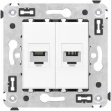 ДКС Телефонная розетка RJ-12 без шторки в стену двойная, Avanti, белое облако 4400614 DKC