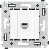 ДКС Компьютерная розетка RJ-45 без шторки в стену, кат.5е одинарная, Avanti, белое облако 4400663 DKC