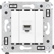 ДКС Компьютерная розетка RJ-45 без шторки в стену, кат.5е одинарная, Avanti, белое облако 4400663 DKC