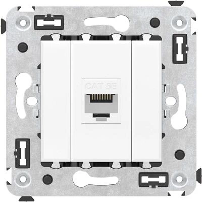 ДКС Компьютерная розетка RJ-45 без шторки в стену, кат.5е одинарная, Avanti, белое облако 4400663 DKC