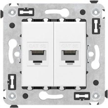ДКС Компьютерная розетка RJ-45 без шторки в стену, кат.5е двойная, Avanti, белое облако 4400664 DKC