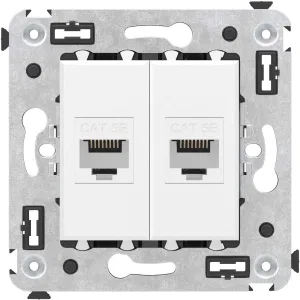 ДКС Компьютерная розетка RJ-45 без шторки в стену, кат.5е двойная, Avanti, белое облако 4400664 DKC ДКС Компьютерная розетка RJ-45 без шторки в стену, кат.5е двойная, Avanti, белое облако 4400664 DKC