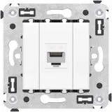 ДКС Компьютерная розетка RJ-45 без шторки в стену, кат.6A одинарная, Avanti, белое облако 4400673 DKC