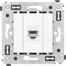 ДКС Компьютерная розетка RJ-45 без шторки в стену, кат.6A одинарная, Avanti, белое облако 4400673 DKC