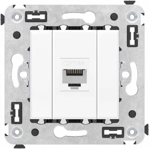 ДКС Компьютерная розетка RJ-45 без шторки в стену, кат.6A одинарная, Avanti, белое облако 4400673 DKC ДКС Компьютерная розетка RJ-45 без шторки в стену, кат.6A одинарная, Avanti, белое облако 4400673 DKC