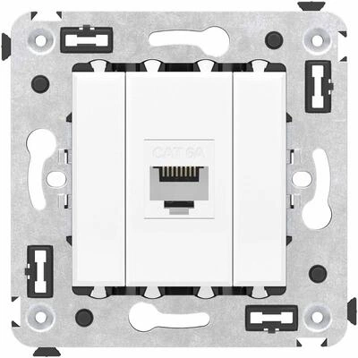 ДКС Компьютерная розетка RJ-45 без шторки в стену, кат.6A одинарная, Avanti, белое облако 4400673 DKC ДКС Компьютерная розетка RJ-45 без шторки в стену, кат.6A одинарная, Avanti, белое облако 4400673 DKC
