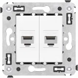 ДКС Компьютерная розетка RJ-45 без шторки в стену, кат.6A двойная, Avanti, белое облако 4400674 DKC