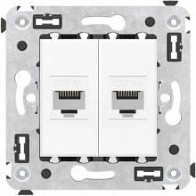ДКС Компьютерная розетка RJ-45 без шторки в стену, кат.6A двойная, Avanti, белое облако 4400674 DKC