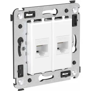 ДКС Компьютерная розетка RJ-45 без шторки в стену, кат.6A двойная, Avanti, белое облако 4400674 DKC ДКС Компьютерная розетка RJ-45 без шторки в стену, кат.6A двойная, Avanti, белое облако 4400674 DKC