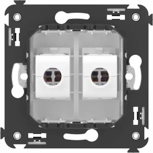 ДКС Компьютерная розетка RJ-45 без шторки в стену, кат.6A двойная, Avanti, белое облако 4400674 DKC ДКС Компьютерная розетка RJ-45 без шторки в стену, кат.6A двойная, Avanti, белое облако 4400674 DKC