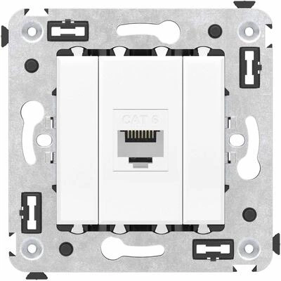 ДКС Компьютерная розетка RJ-45 без шторки в стену, кат.6 одинарная, Avanti, белое облако 4400693 DKC ДКС Компьютерная розетка RJ-45 без шторки в стену, кат.6 одинарная, Avanti, белое облако 4400693 DKC