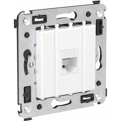 ДКС Компьютерная розетка RJ-45 без шторки в стену, кат.6 одинарная, Avanti, белое облако 4400693 DKC ДКС Компьютерная розетка RJ-45 без шторки в стену, кат.6 одинарная, Avanti, белое облако 4400693 DKC